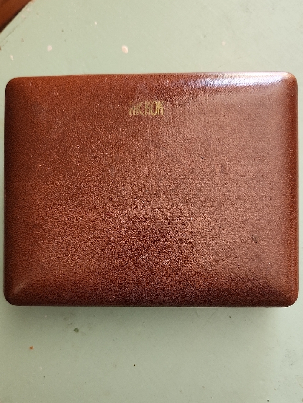 Vintage Hickok Brown Wooden Storage Box